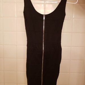 Divided brand Black bodycon looking dress with silver zip Y2K